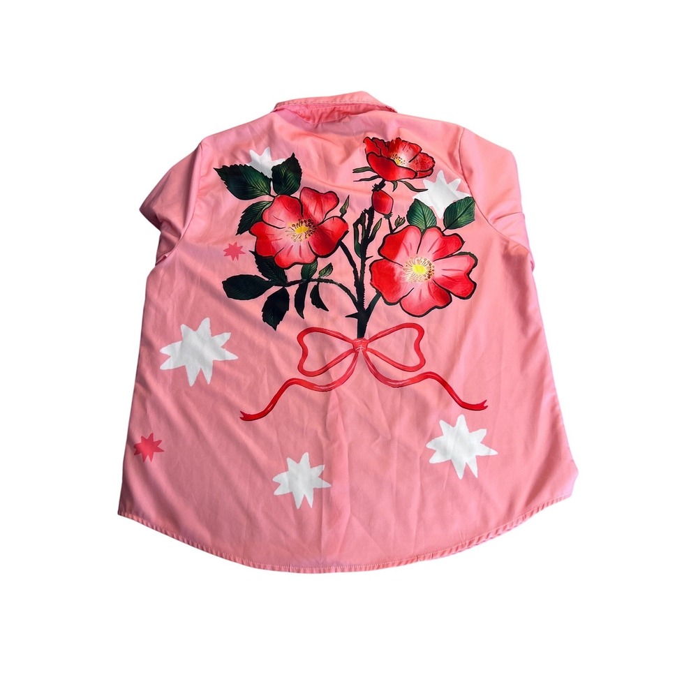 LikeMyChoice Floral Graphic Two Piece Set Women 2XL Pink Shirt and Shorts - Picture 5 of 6